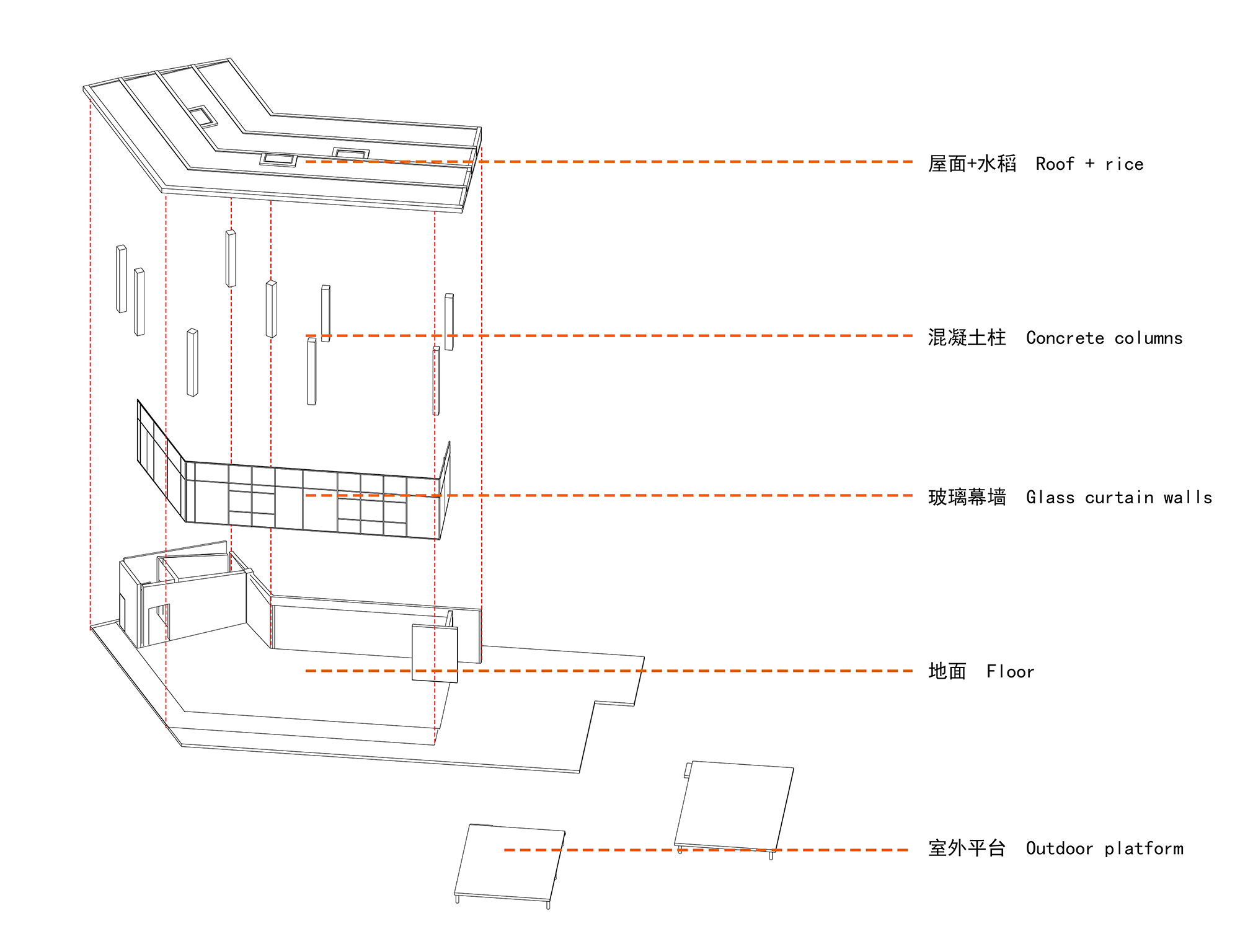 z91 餐厅轴侧爆炸图Exploded axonometric view of restaurant （copyritght 3andwich Design).jpg